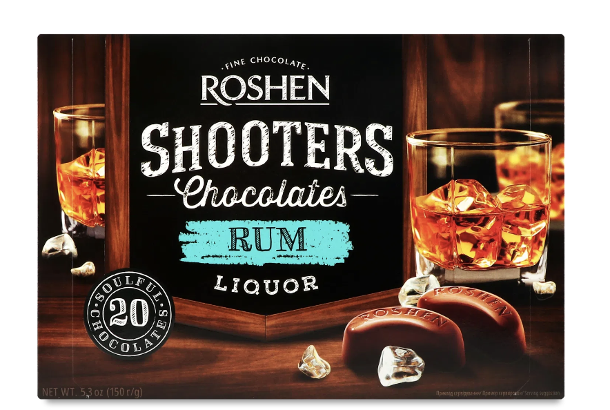 Цукерки Рошен Shooters ром лікер 150г